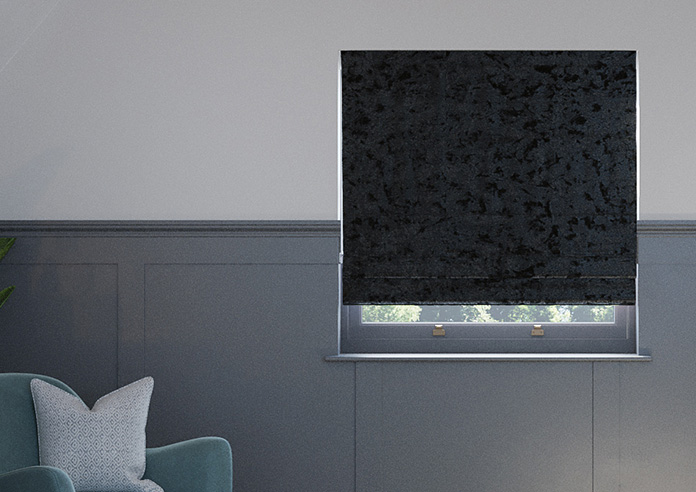 Crushed Velvet, Black Noir - Roman Blind - Image 3